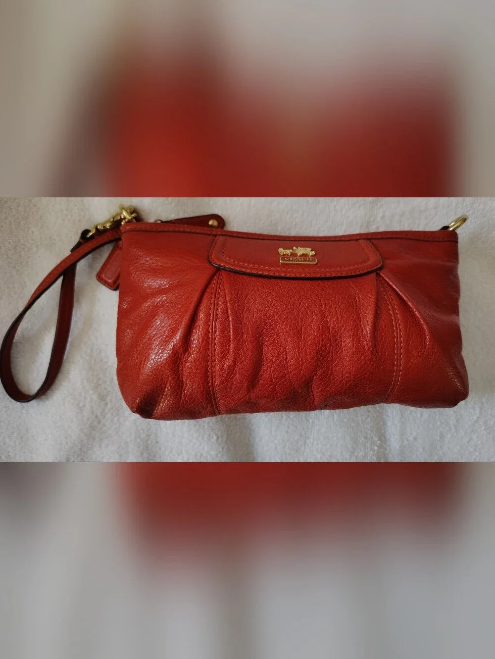 Coach Burnt Orange Pebbled Leather Shoulder Bag/Gold Hardware 8.5